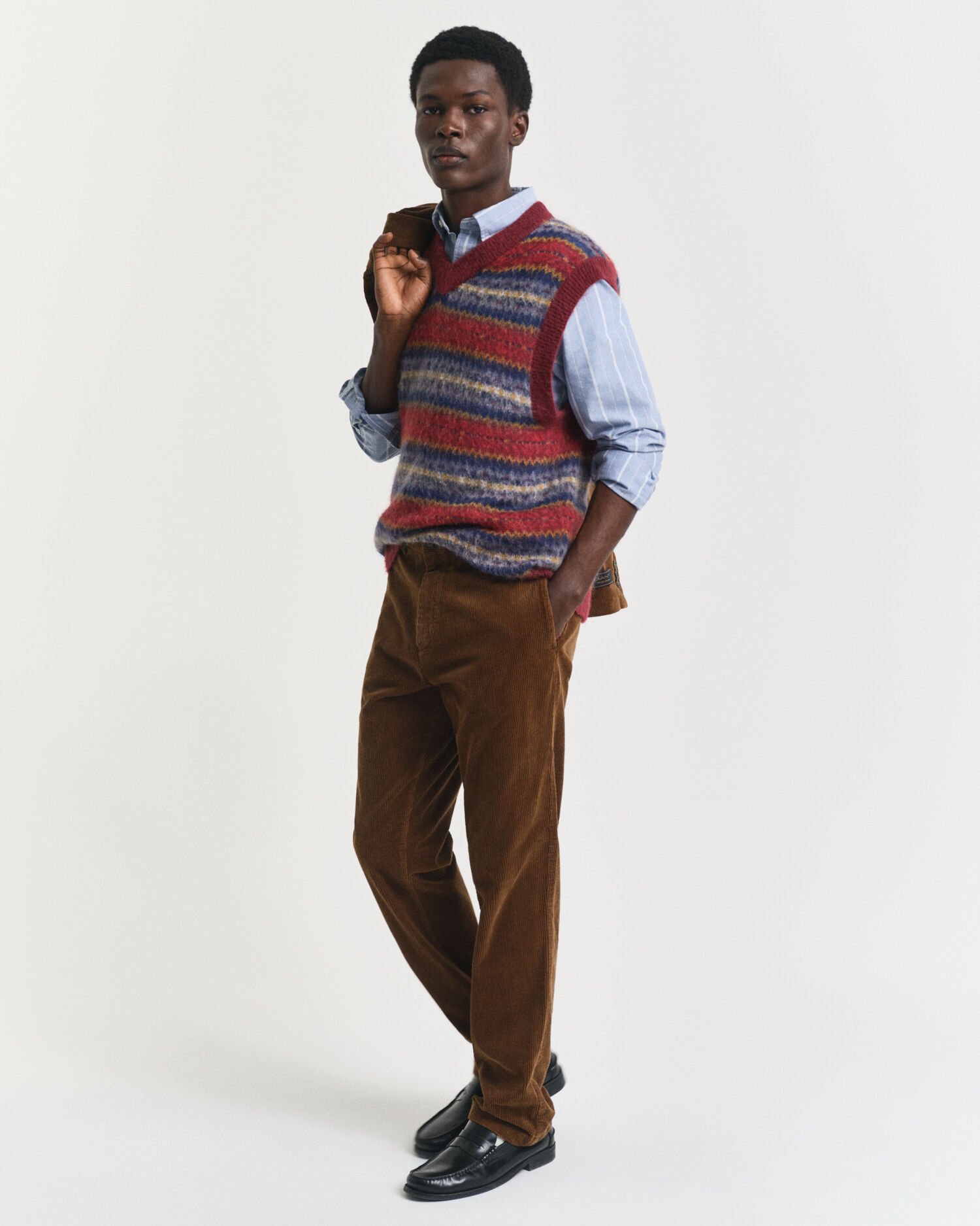 Colete escovado com padrão Fair Isle