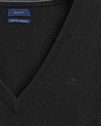 Pulover com decote em V em lã extrafina