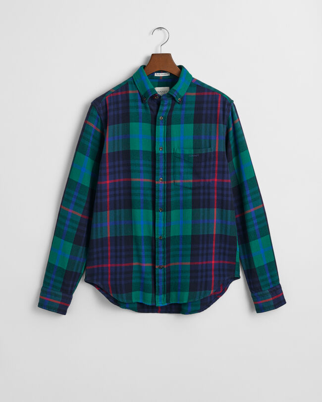 Camisa de sarja com padr&atilde;o de xadrez regular fit