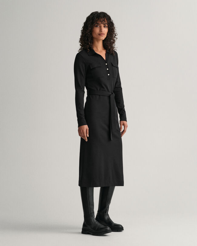 Vestido em jersey com colarinho de polo slim fit