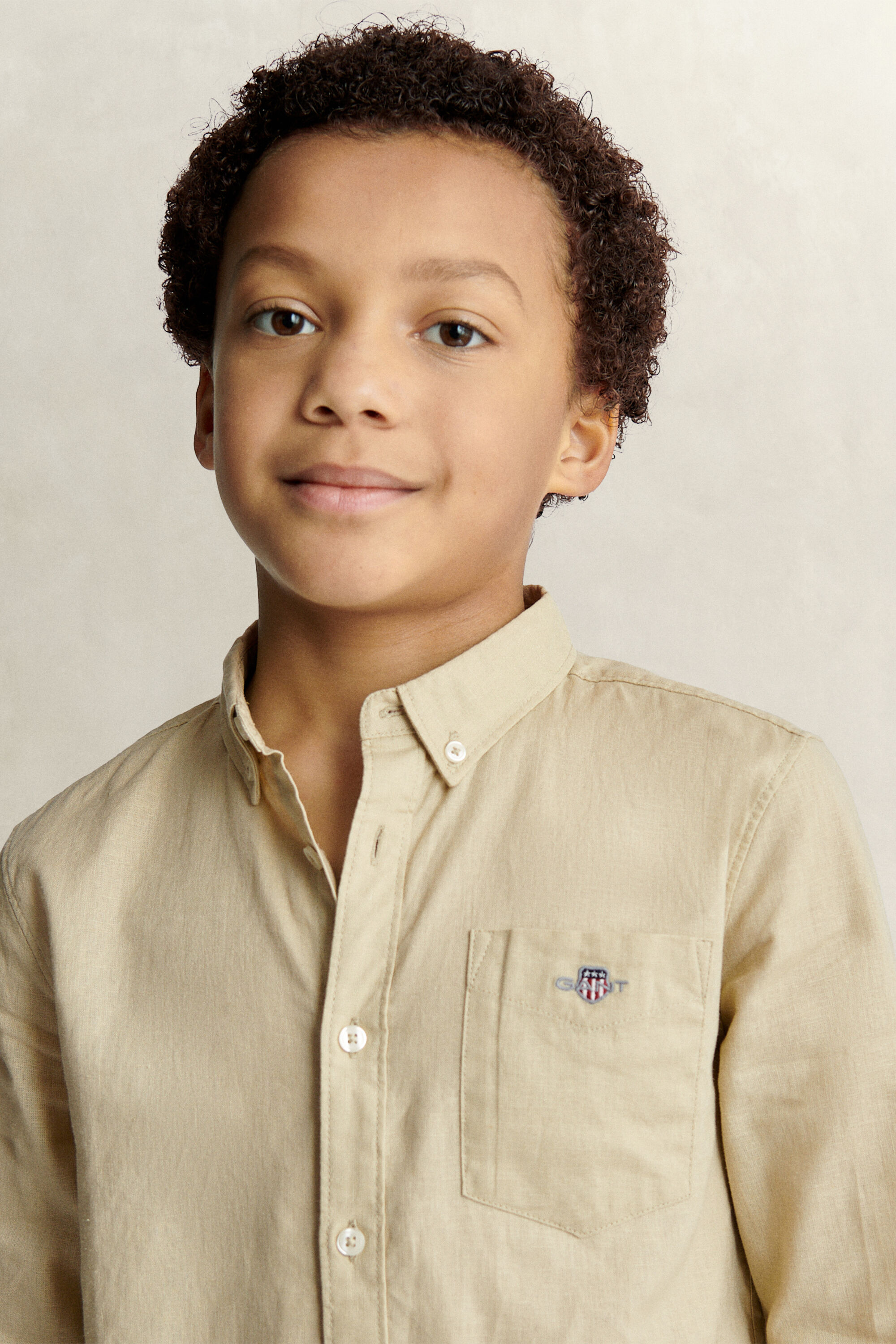 Camisa em mistura de linho Teen Boys