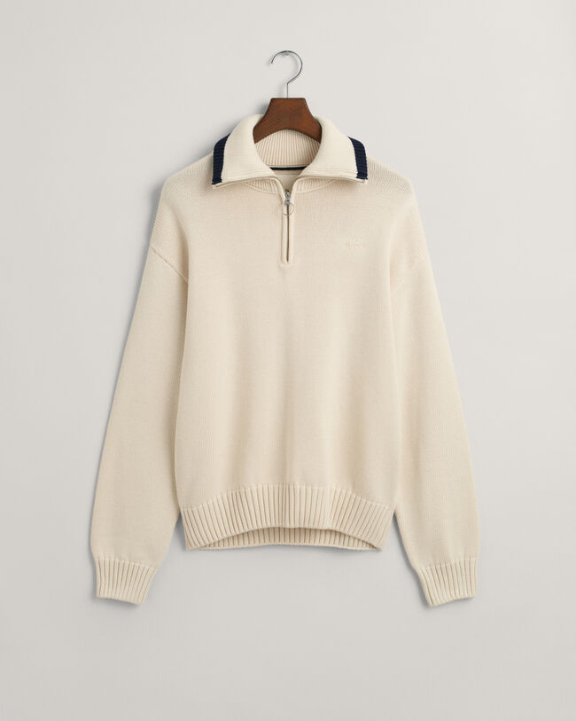 Sweatshirt com meio fecho em algod&atilde;o Plain