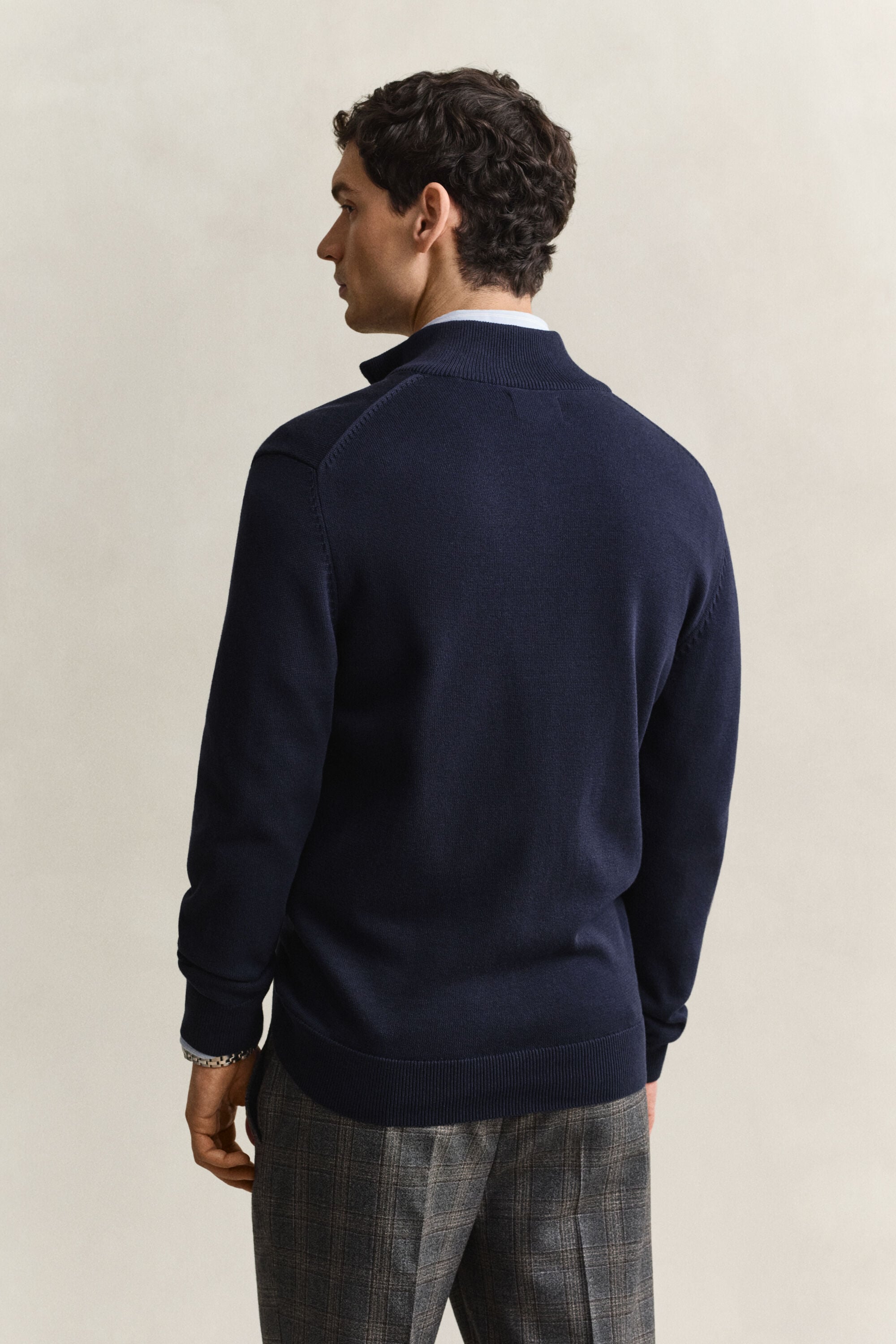 Casaco de malha com fecho de correr Casual Cotton