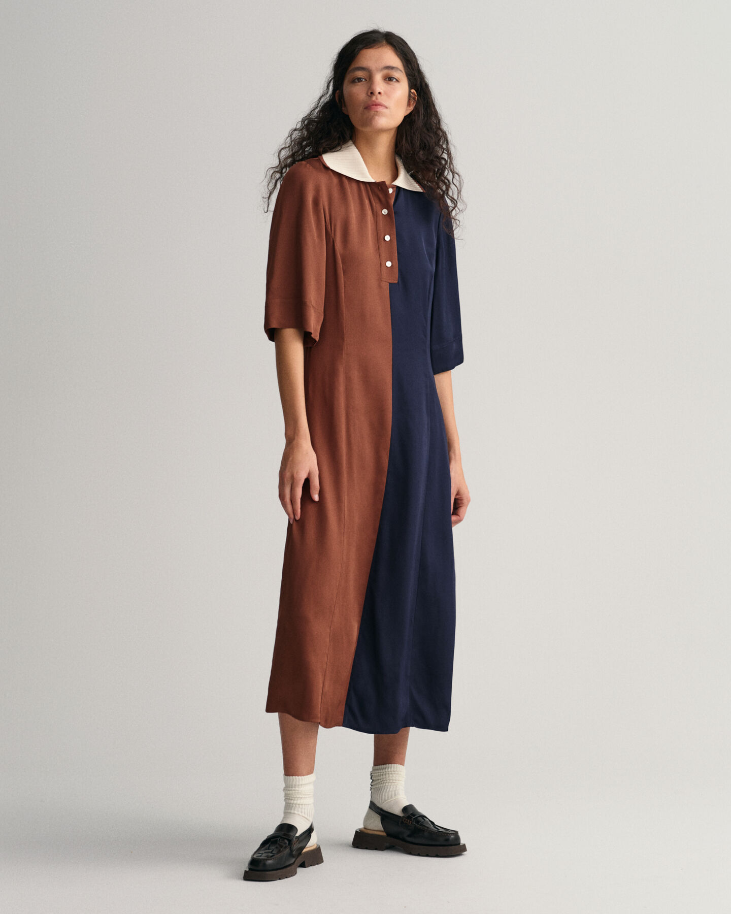 Vestido Rugger de manga curta com bloco de cor