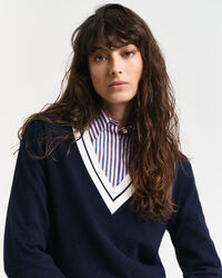 Pullover com decote em V Contrast