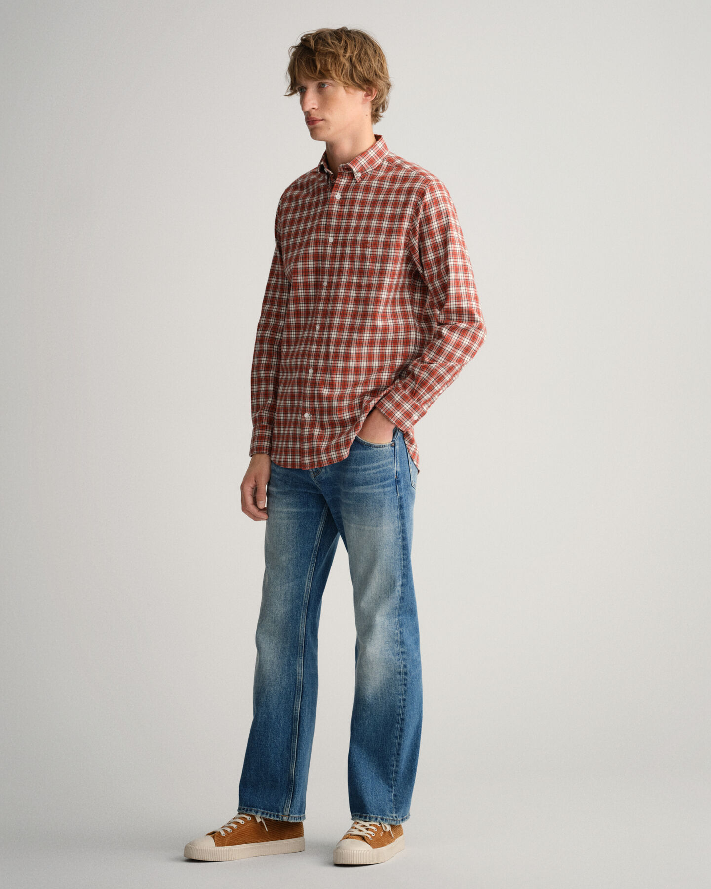 Camisa em flanela com padrão de xadrez regular fit