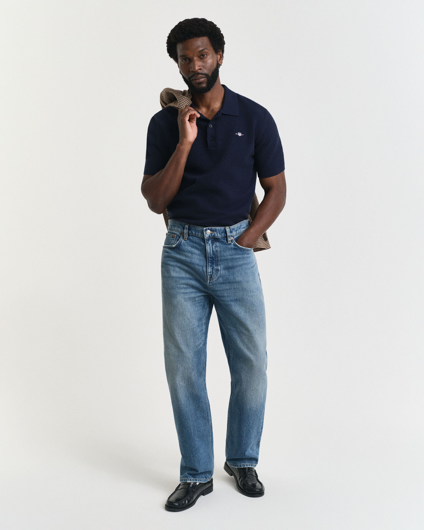 Polo em algodão Textured