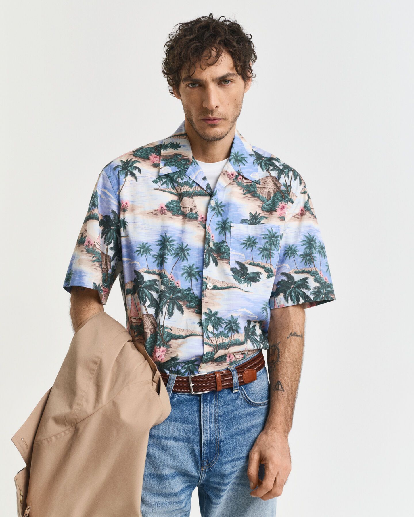 Camisa com estampado Resort Island relaxed fit