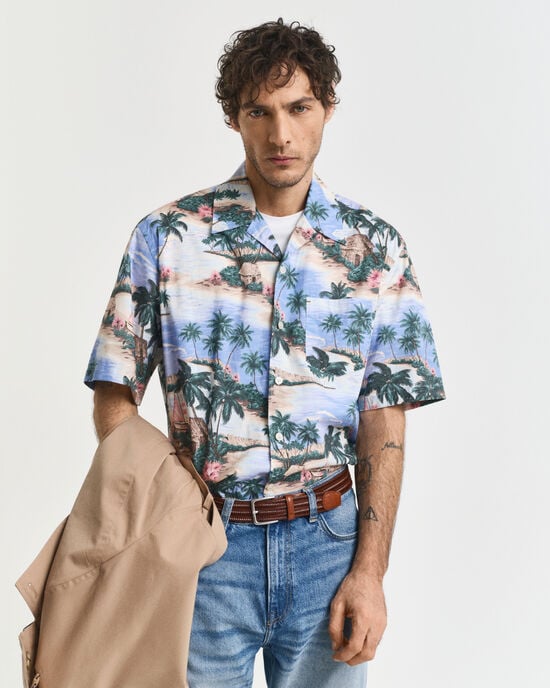 Camisa com estampado Resort Island relaxed fit