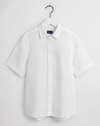 Camisa de manga curta em chambray de linho