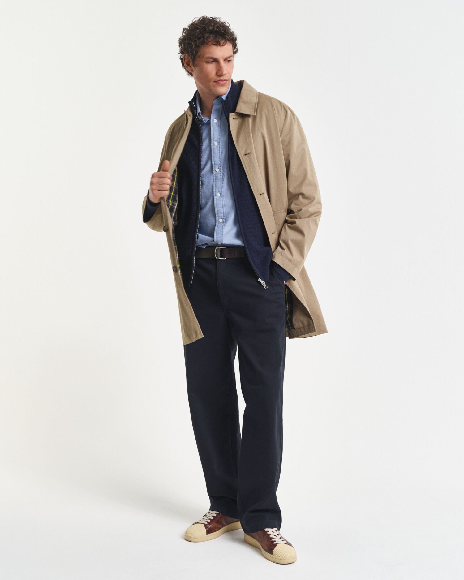 Camisola de malha com fecho de correr microtexturizada