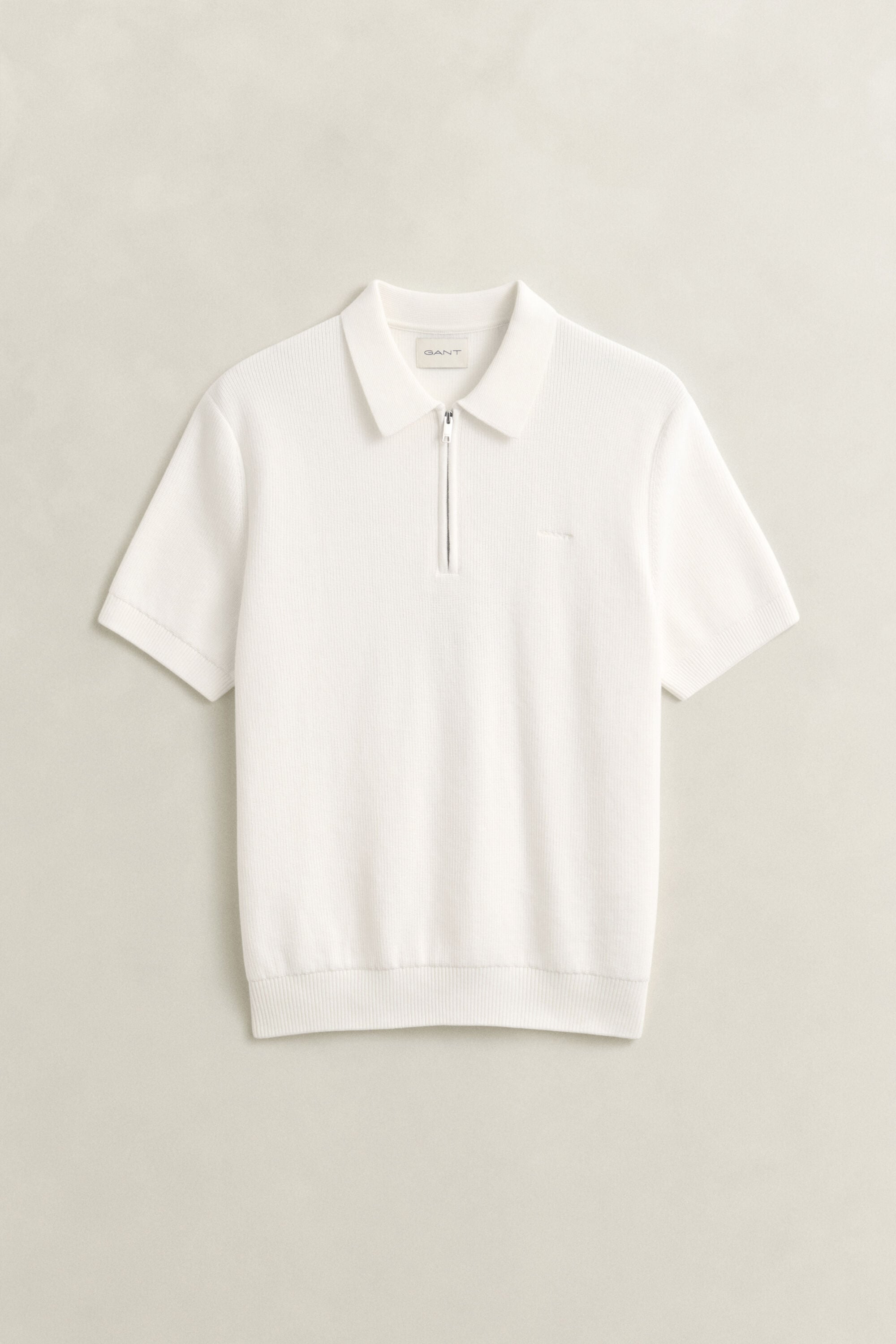 Camisola de malha tipo polo em algodão canelado