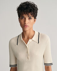 Pulover estilo polo em malha entran&ccedil;ada mini