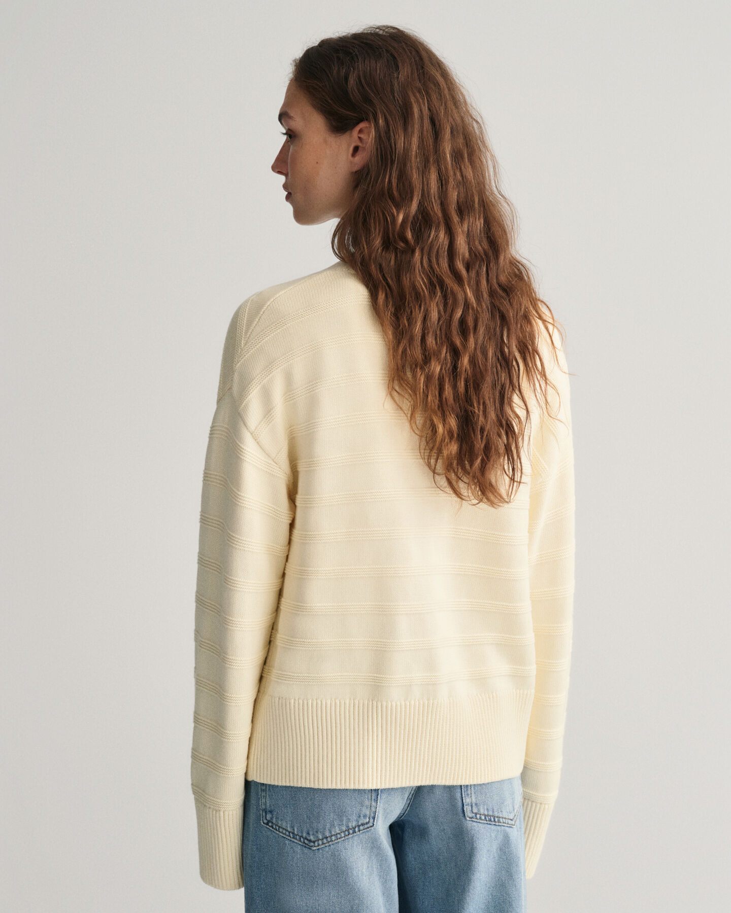 Casaco de malha em algod&atilde;o &agrave;s riscas Tonal