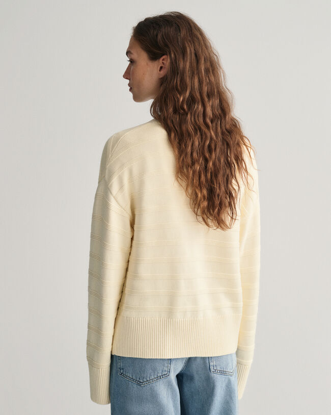 Casaco de malha em algod&atilde;o &agrave;s riscas Tonal