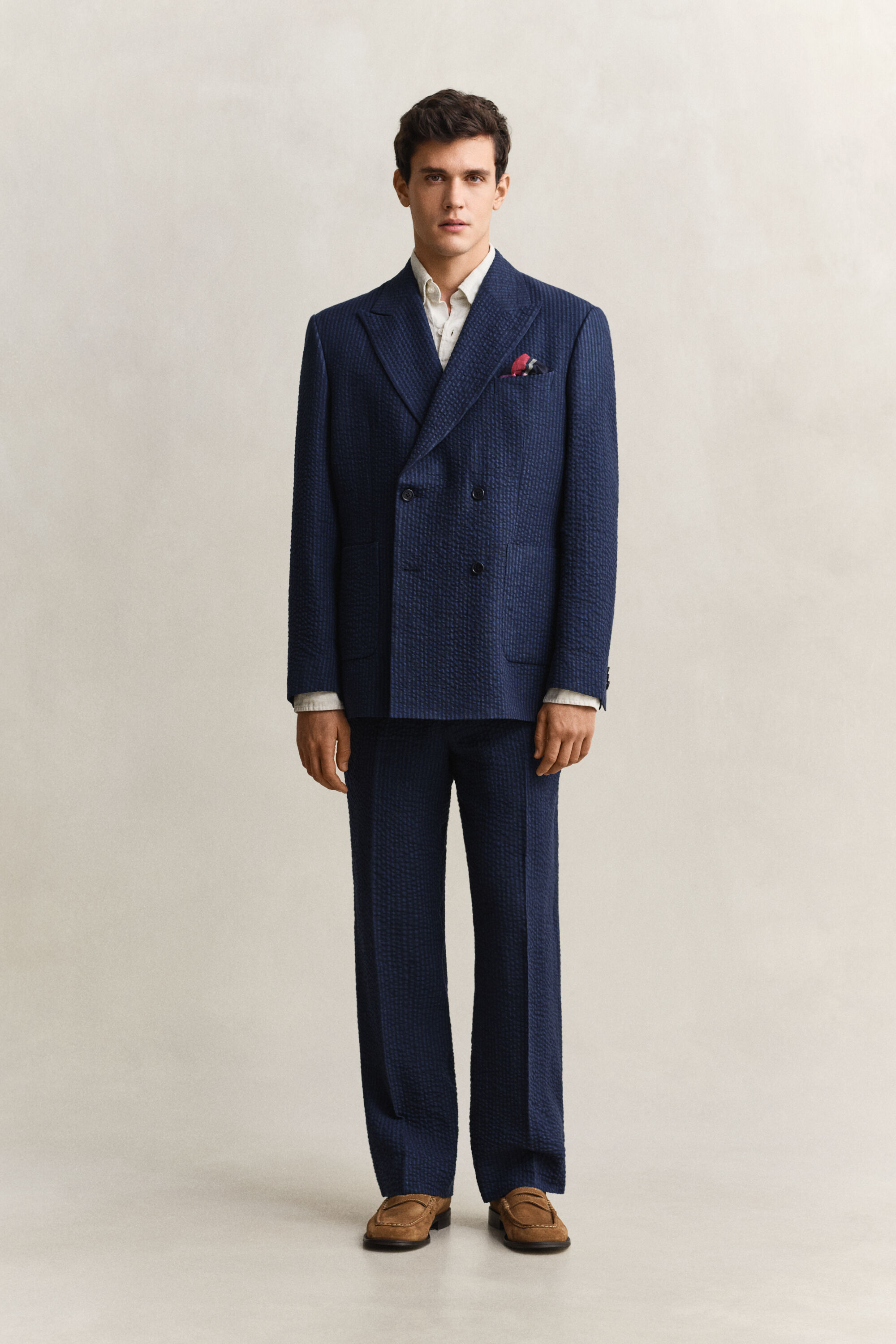 Casaco de fato Seersucker Indigo