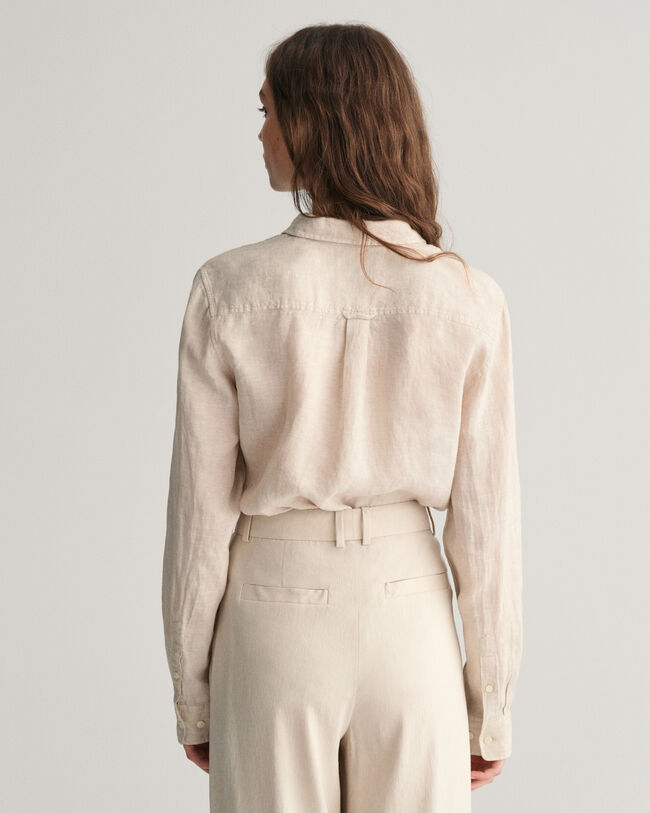 Camisa em chambray de linho regular fit