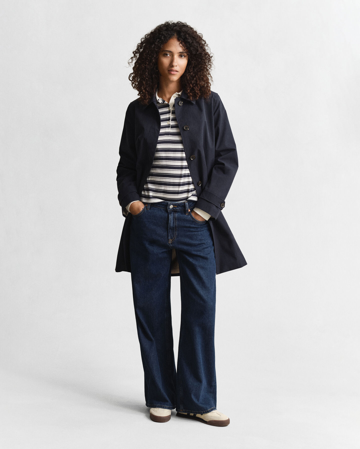 Polo de manga comprida às riscas