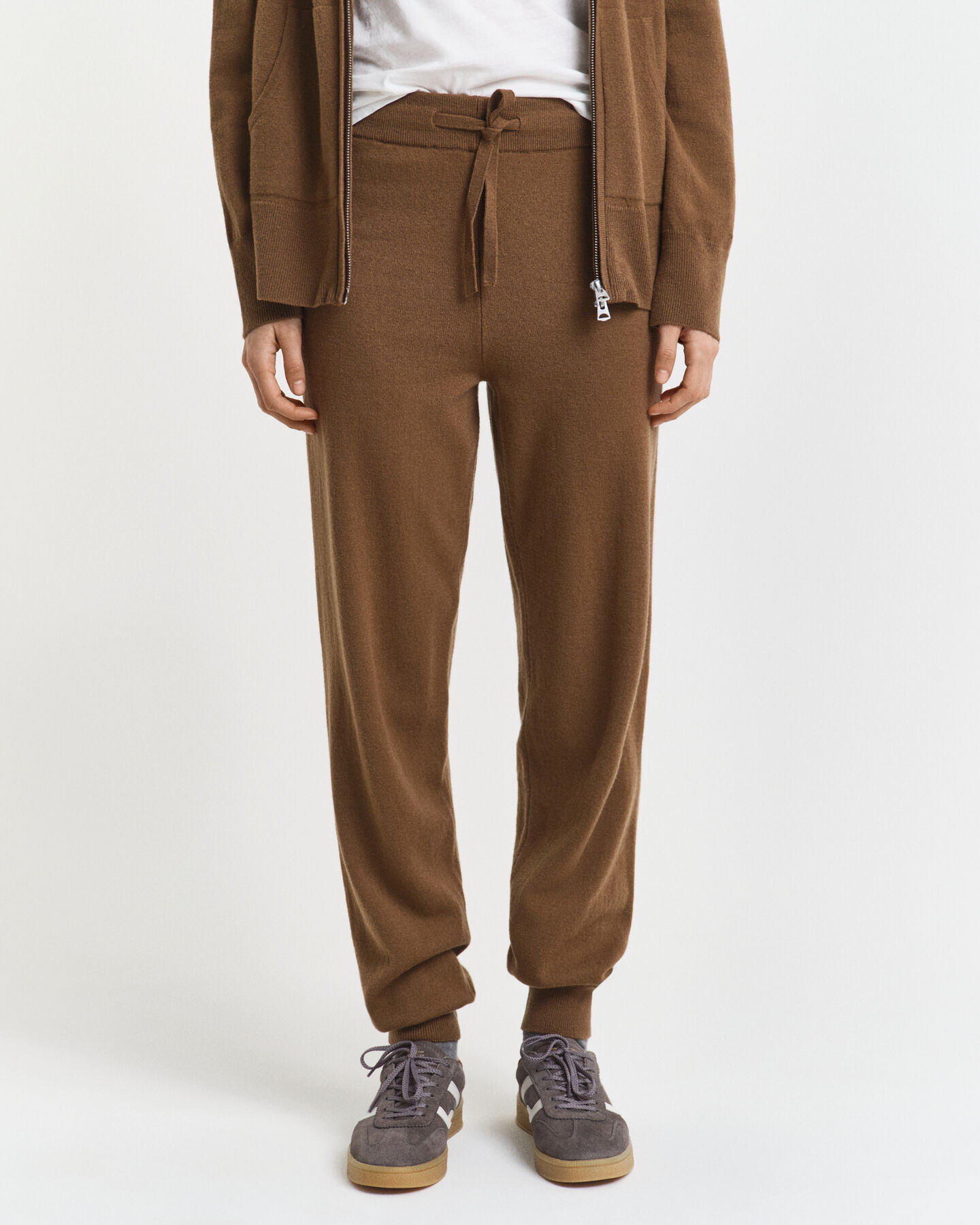 Calças em malha de lã extrafina