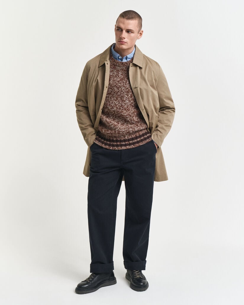 Camisola de malha com decote redondo em l&atilde; matizada