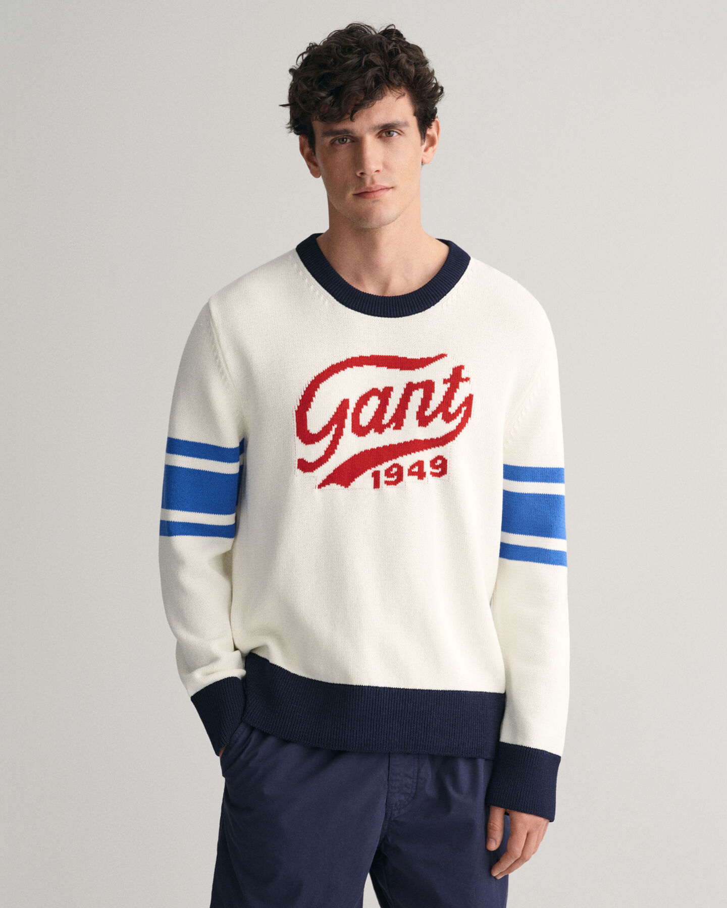Camisola de malha com decote redondo GANT Varsity