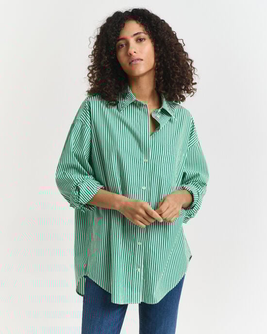 Camisa em popelina às riscas Classic oversized