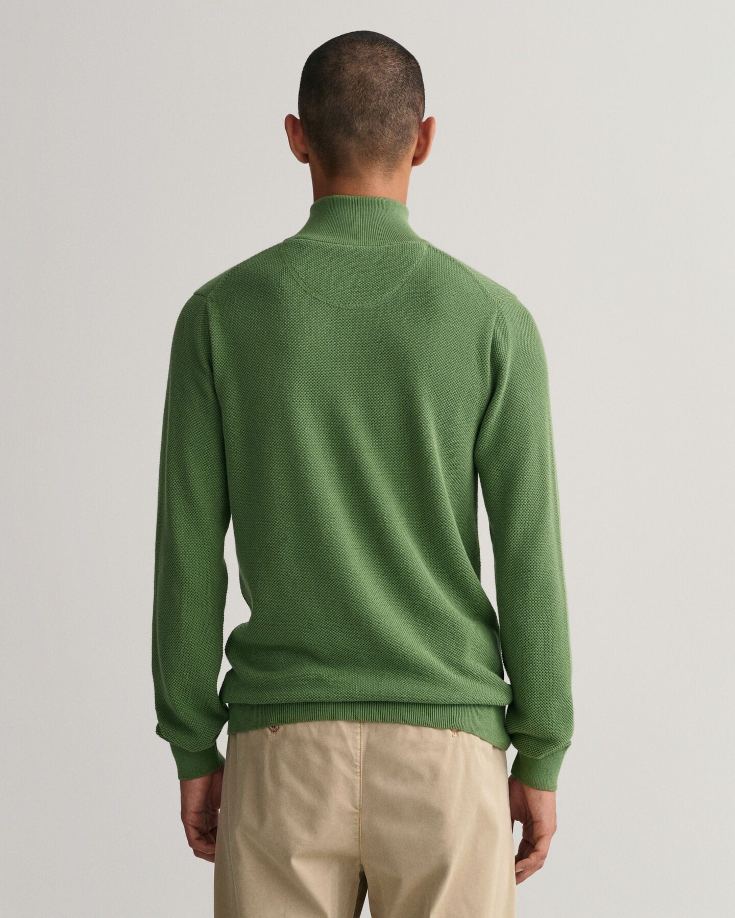 Sweatshirt com meio fecho de correr em algod&atilde;o piqu&eacute;