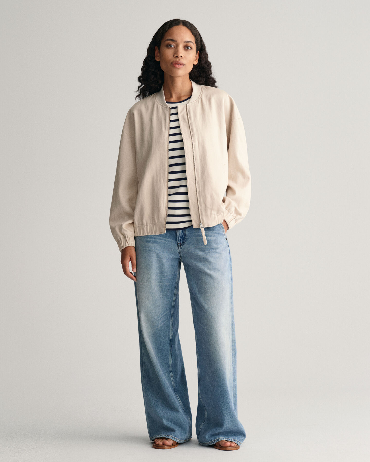 Casaco bomber em mistura de linho