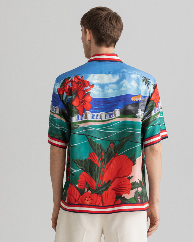 Camisa em seda com manga curta Scenery relaxed fit