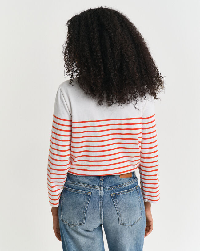 T-shirt com decote de barco Breton Striped