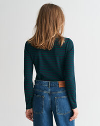 Camisola de manga comprida com gola alta em malha canelada às riscas