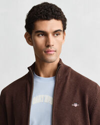 Casaco de malha com fecho de correr Casual Cotton