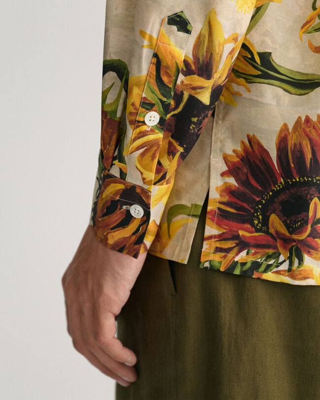 Camisa de seda com estampado Sunflower relaxed fit