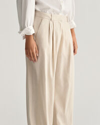 Calças sob medida em linho com elastano relaxed fit