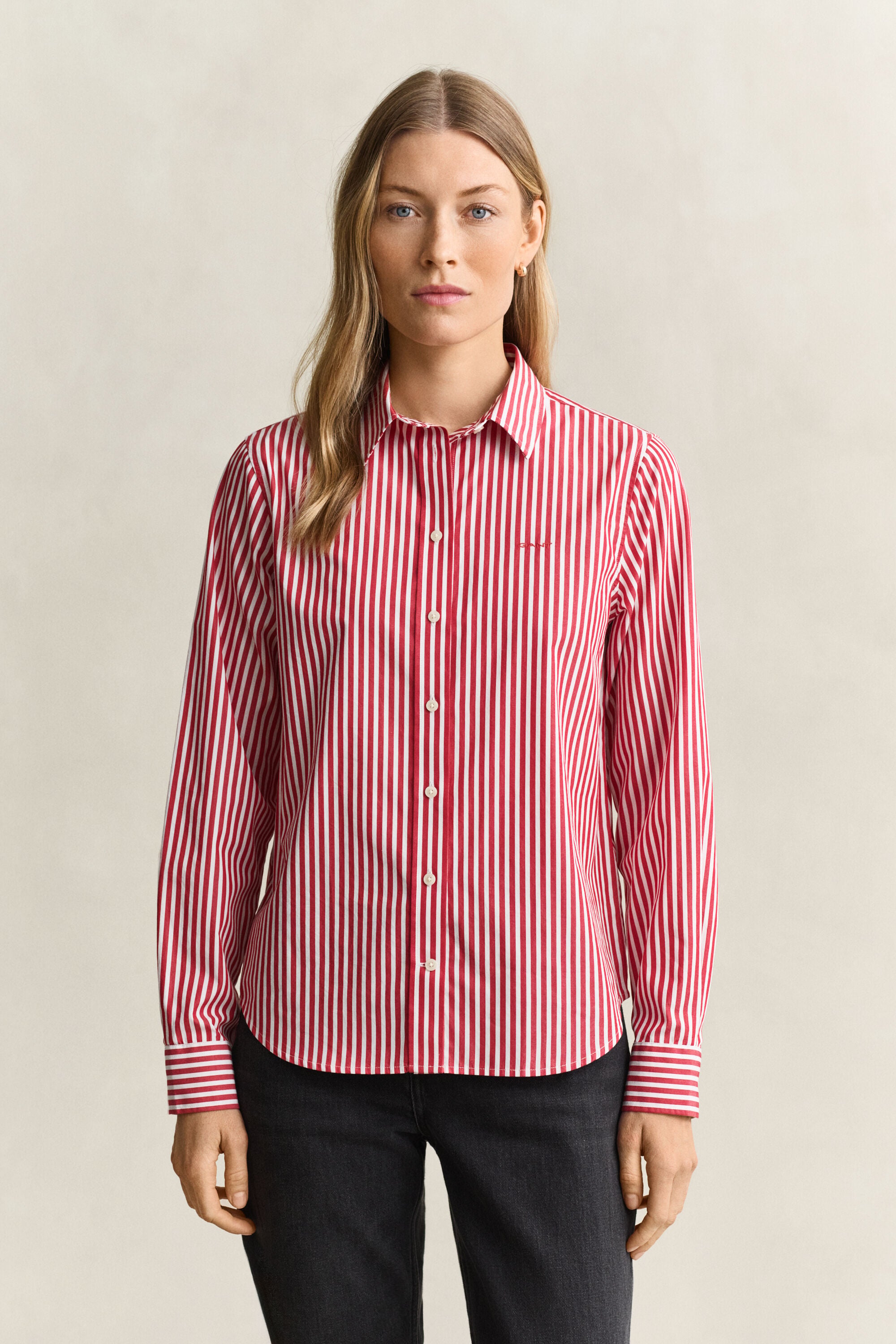 Camisa em popelina às riscas Classic regular fit