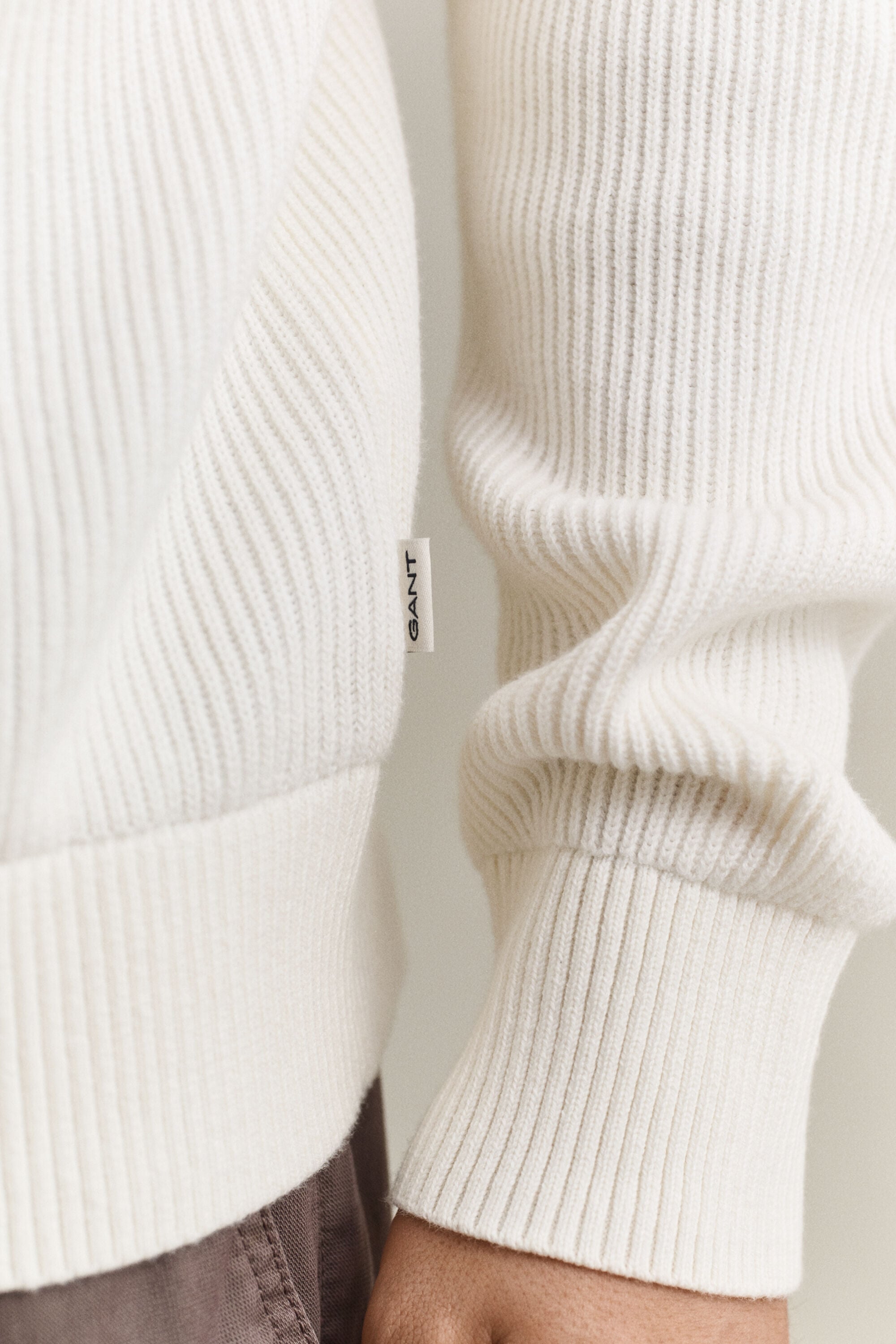 Camisola de gola alta em lã de merino e algodão