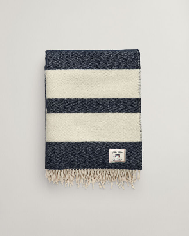 Manta decorativa em lã às riscas