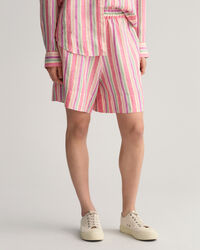 Calções pull-on em linho às riscas