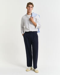 Camisa de linho &agrave;s riscas regular fit