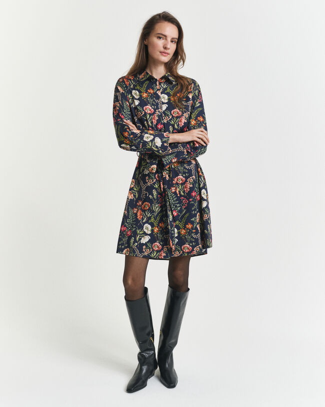 Vestido-camisa em viscose com estampado Floral