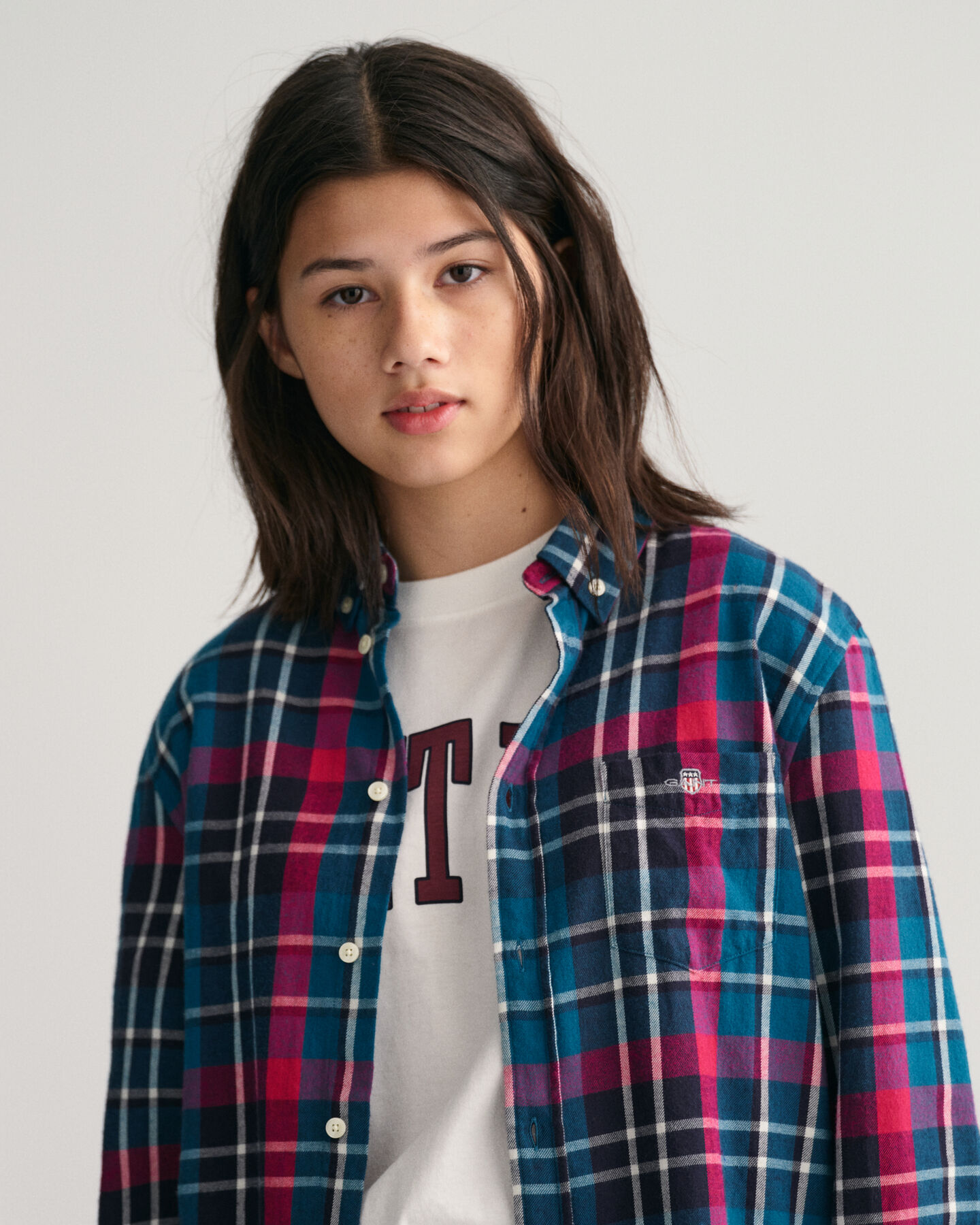 Camisa com padr&atilde;o de xadrez Shield Teens