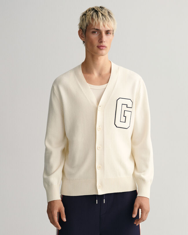 Casaco de malha Letterman em algod&atilde;o Supima