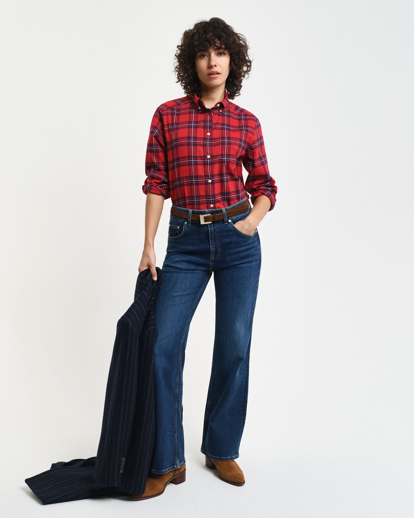 Camisa de flanela com padrão de xadrez regular fit