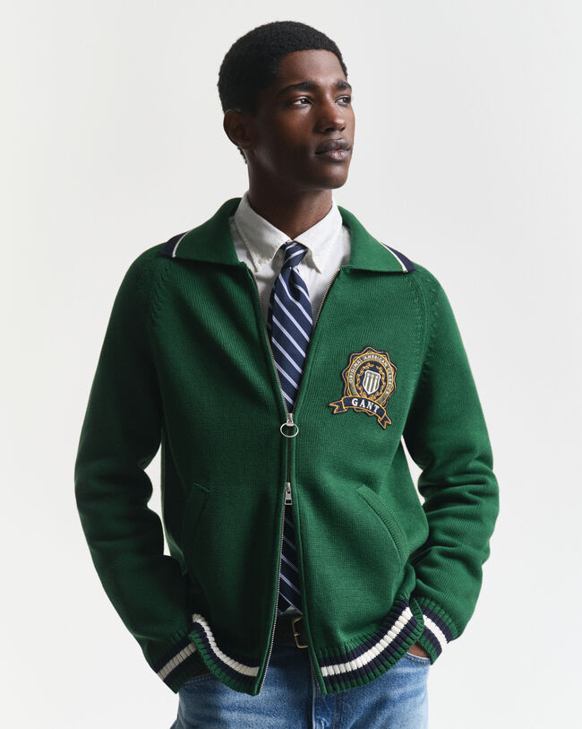 Casaco de malha com fecho de correr e grafismo GANT 1949