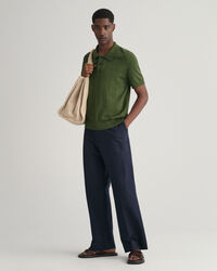 Camisola de malha estilo polo Pointelle Textured