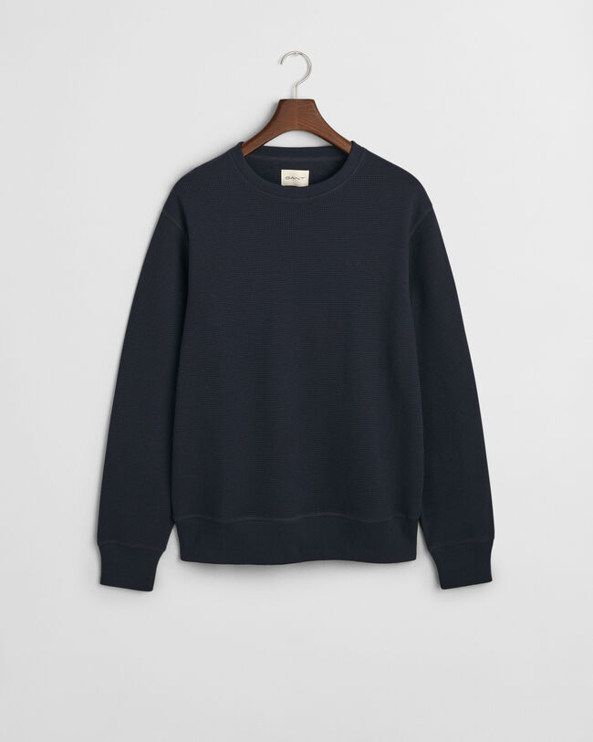 Sweatshirt com decote redondo Waffle Textured