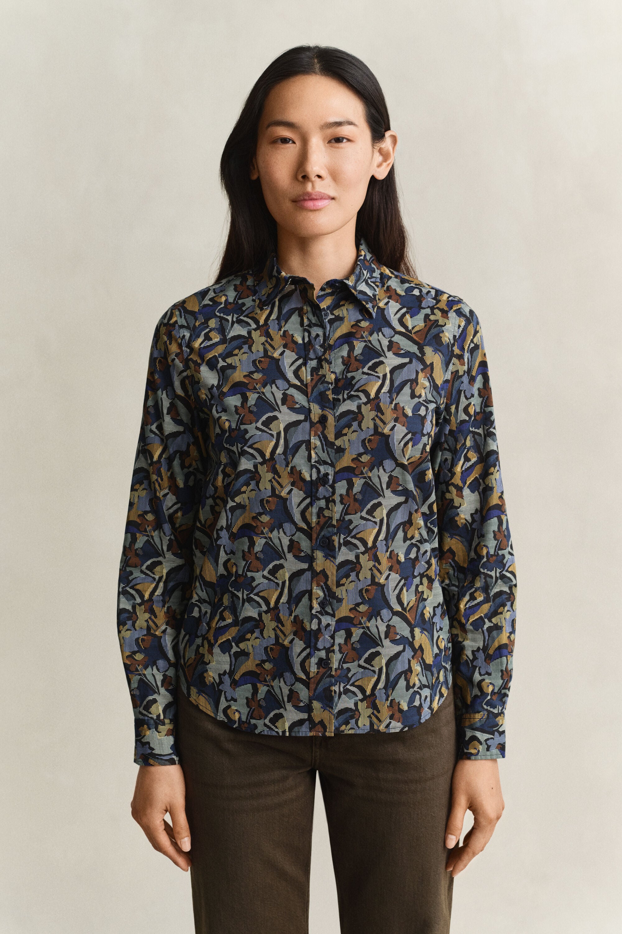 Camisa em voile de algodão com estampado