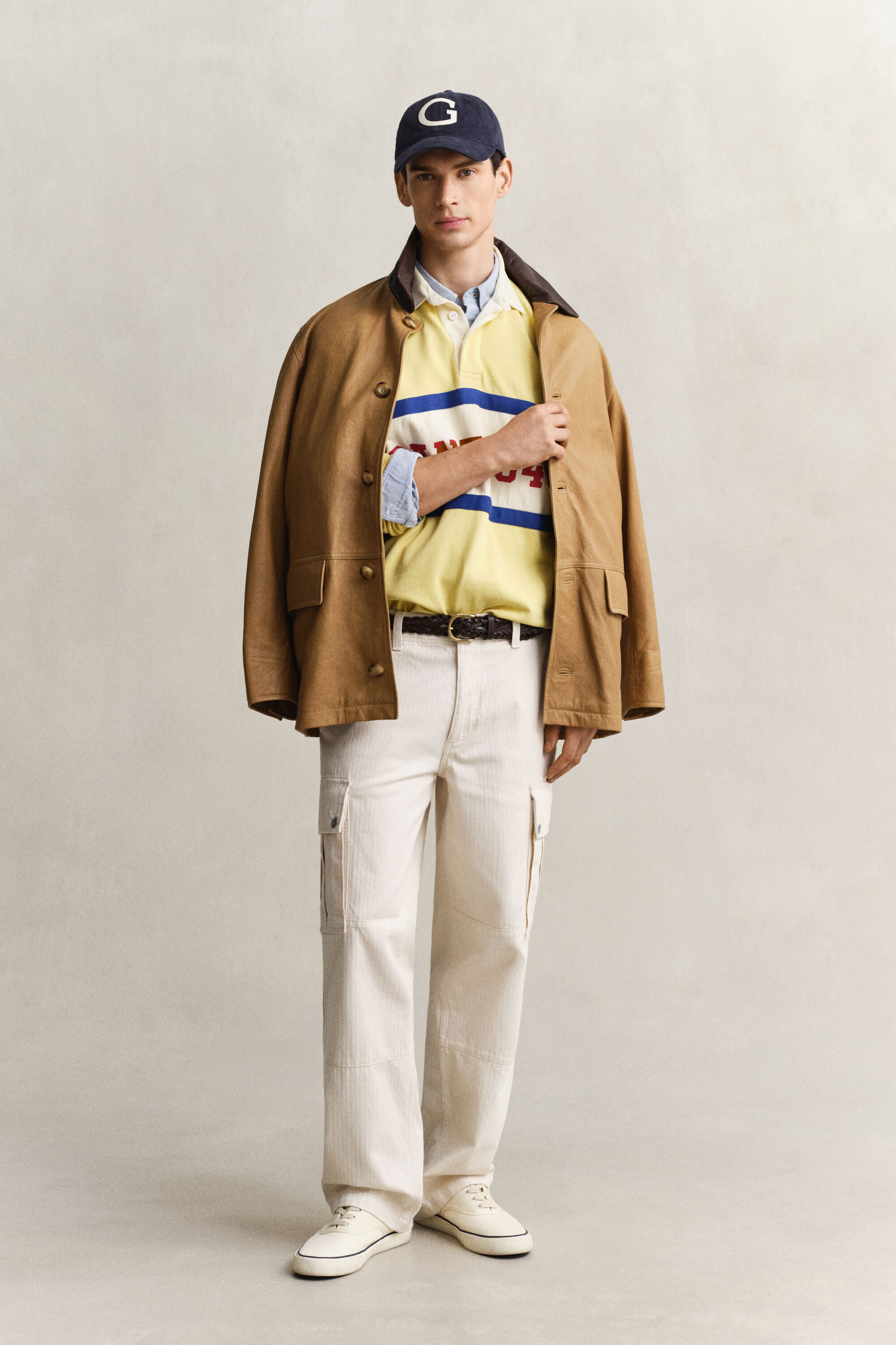 Calças cargo com padrão espinha de peixe