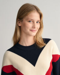 Pulover com decote redondo e bloco de cor