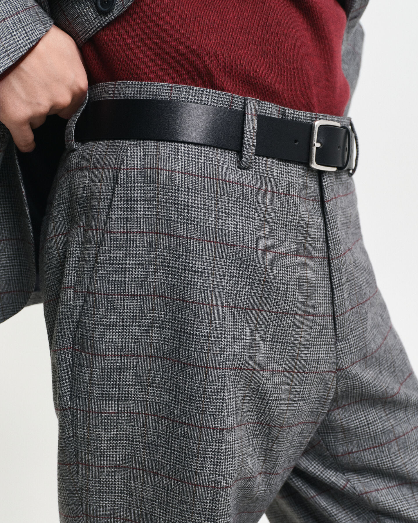 Calças de fato com padrão de xadrez slim fit